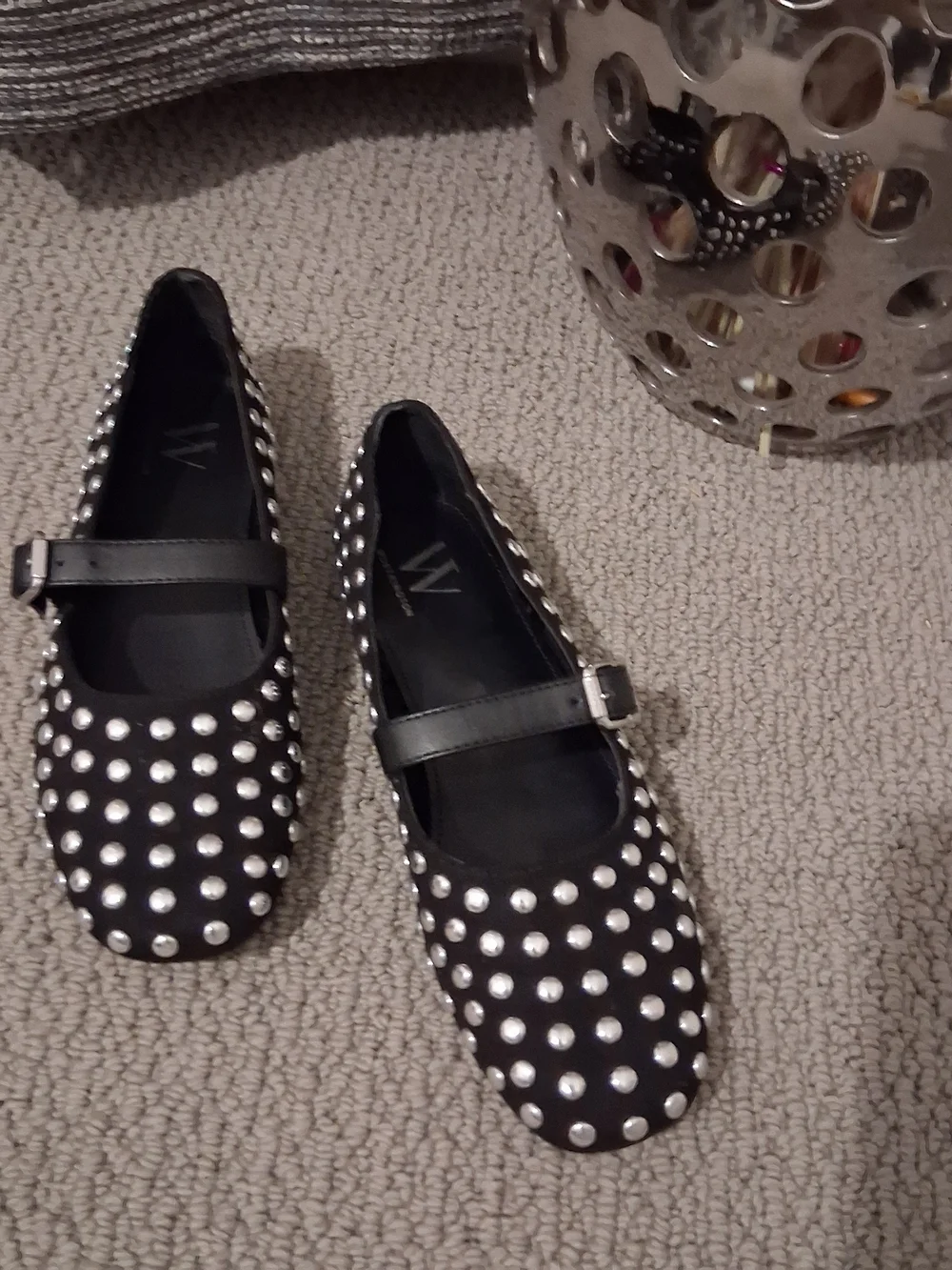 Worthington Black Mary Jane Flats with Silver Studs